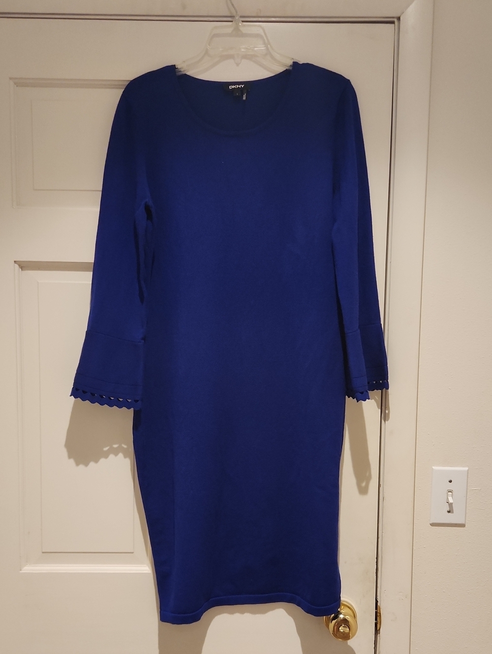 DKNY Royal Blue Long Sleeve Scallop Cuff Shift Dress